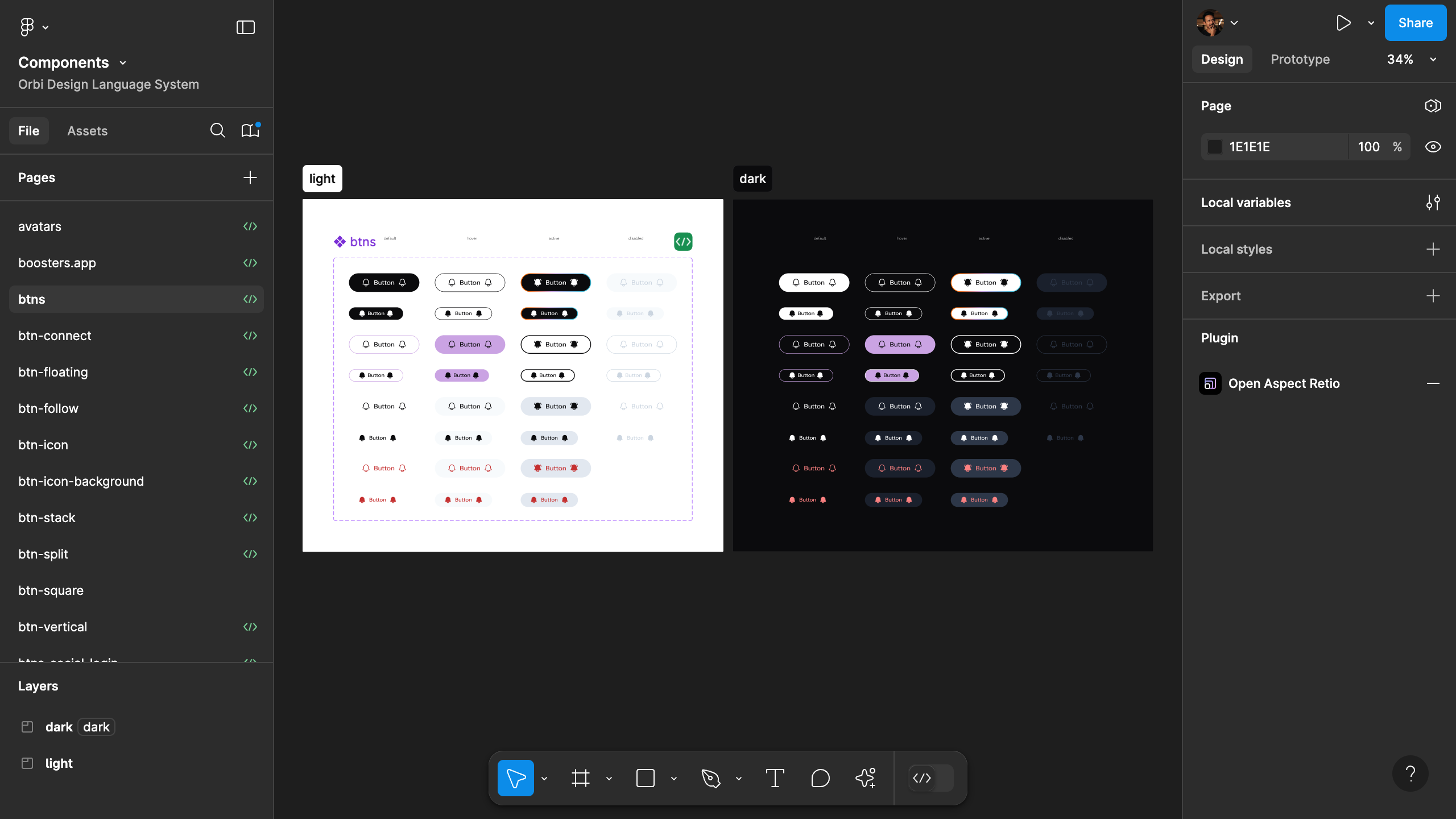 Screenshots of the Orbi design system